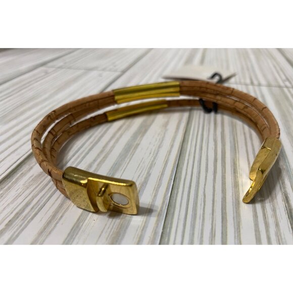Corx Cork & Gold-Tone Metal Bracelet With Magnetic Clasp Recycled - Picture 5 of 6
